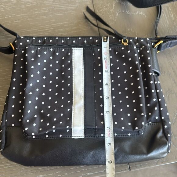 FOSSIL JENNA Crossbody Bag Black & White Polka Dot Textile Synthetic Casual Chic - Picture 8 of 12